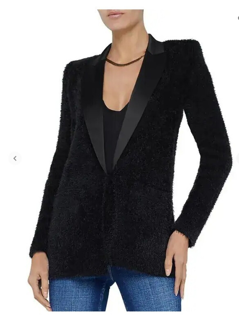 NWT L'Agence Baileigh satin lapel knit blazer black unique so fun love 12 - Picture 2 of 9